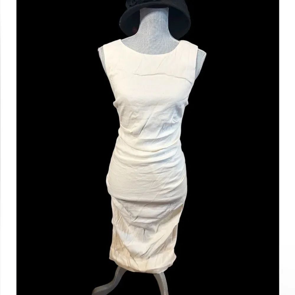 Nicole Miller Cream Sleeveless Midi Dress 8 (6027)